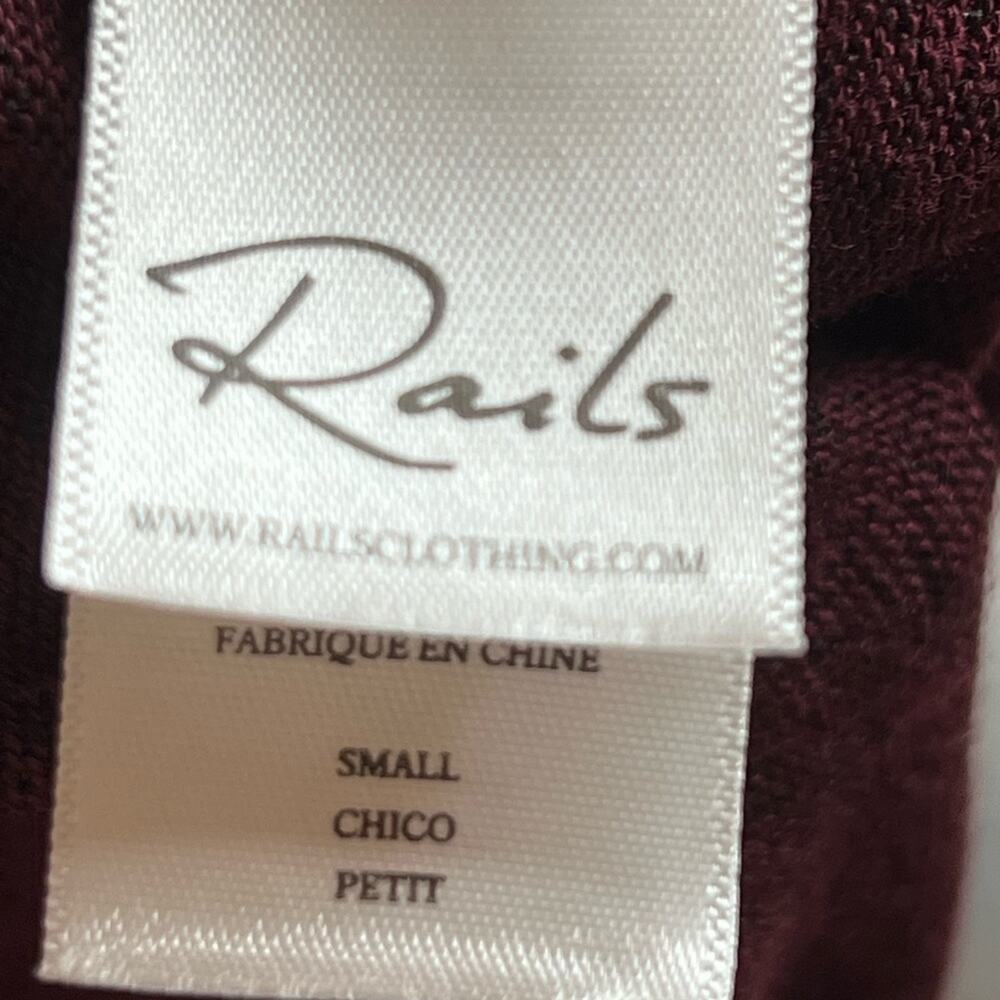 Rails Leigh Port Maroon Velvet Lace Up Long Sleeve Top Relaxed sweater normcore - Picture 7 of 8